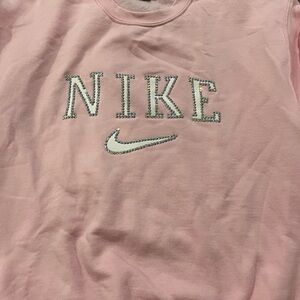Bedazzled nike pink crewneck